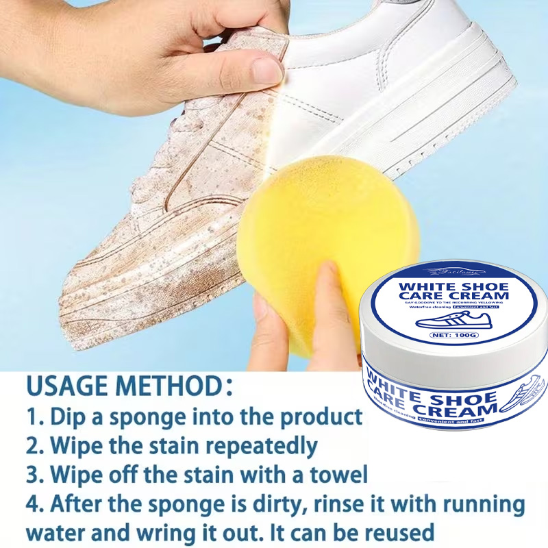 화이트 스니커 케어 크림 (스펀지 포함): 누런끼 제거 - Sneaker Care Whitener 리뷰 및 가격